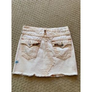 True Religion White Beaded Denim Skirt